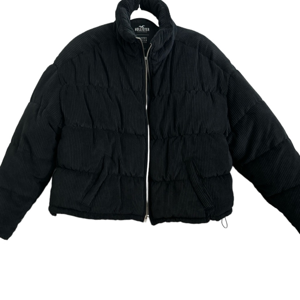 Hollister Puffer Collection Corduroy Puffer Jacket Navy Blue Size Large‎